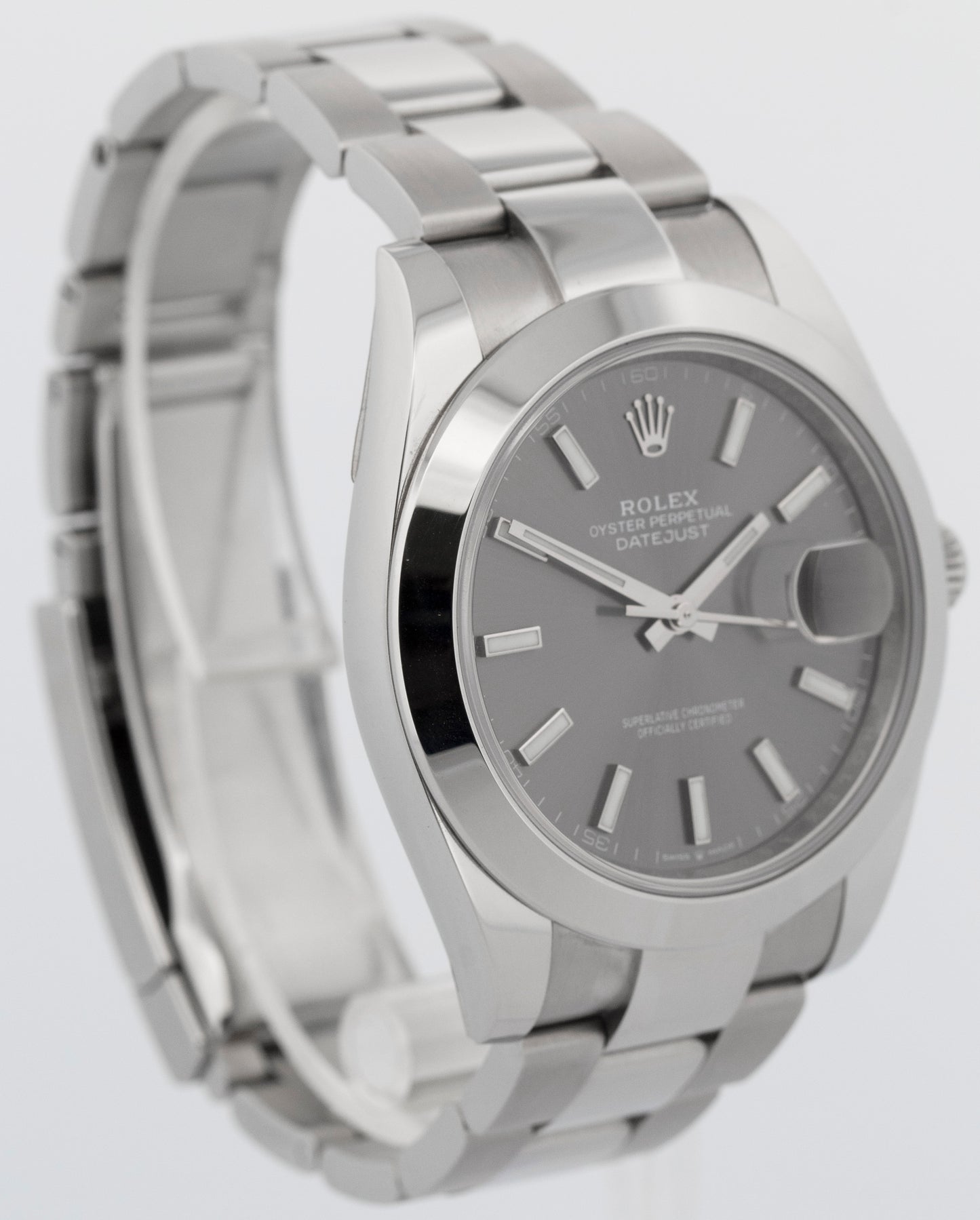 2023 PAPERS Rolex DateJust 41 Stainless Steel RHODIUM 41mm 126300 Watch BOX