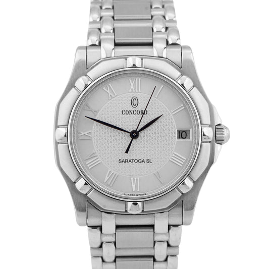 MINT Saratoga SL Stainless Steel Silver Quartz 34mm Date Watch 14-C2-230 BOX