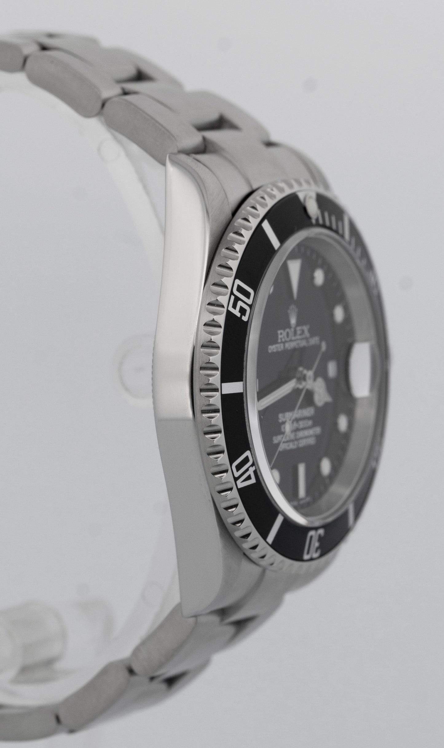 Rolex Submariner Date BLACK Stainless Steel 40mm Oyster NO-HOLES Watch 16610