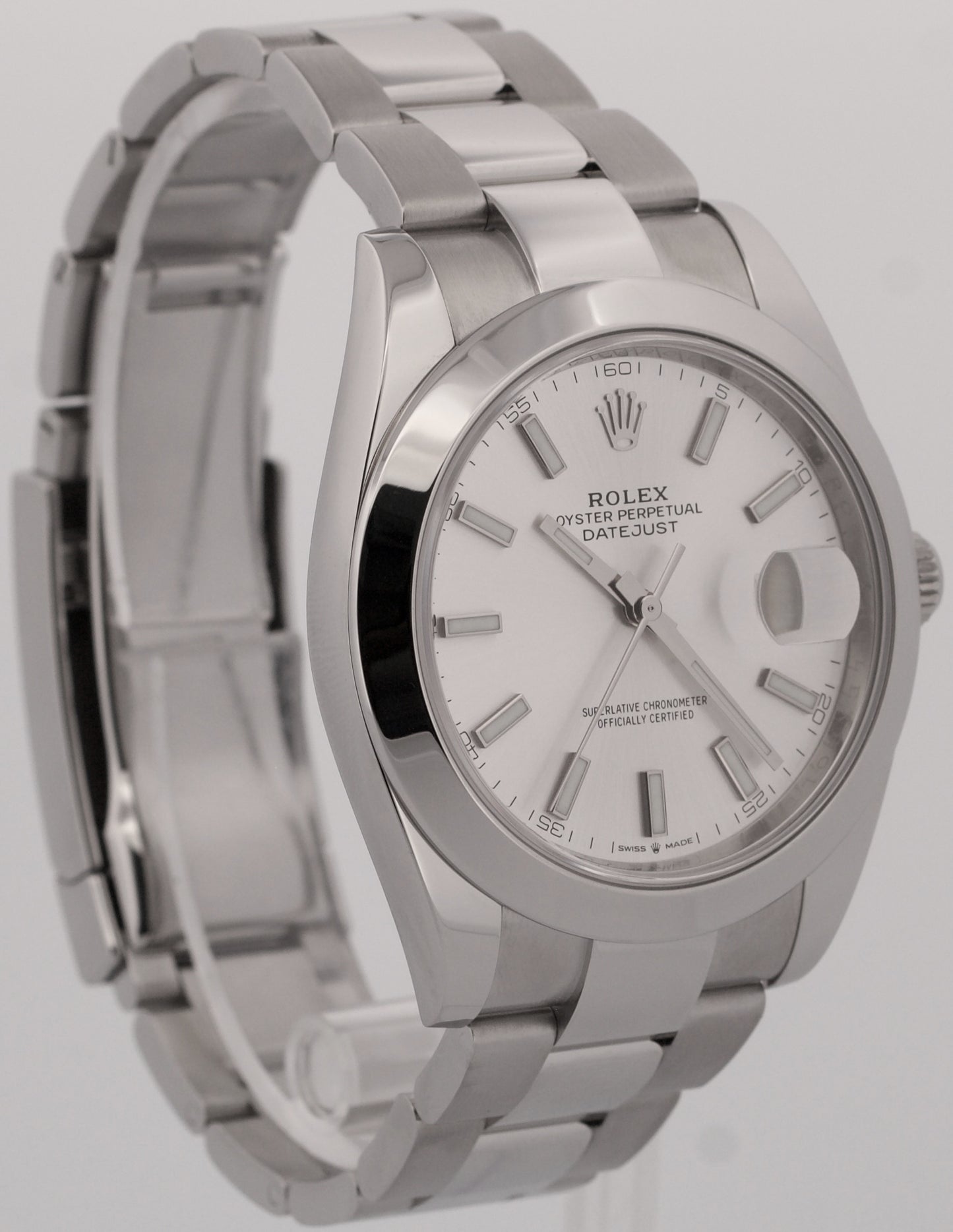 2025 PAPERS Rolex DateJust 41 SILVER Steel Smooth OYSTER 41mm 126300 Watch BOX