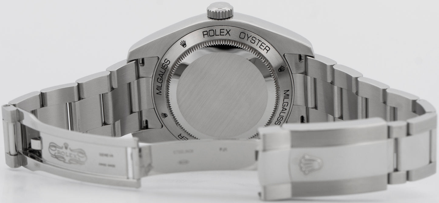 PAPERS Rolex Milgauss Green BLACK 40mm 116400 GV Stainless Steel Watch BOX