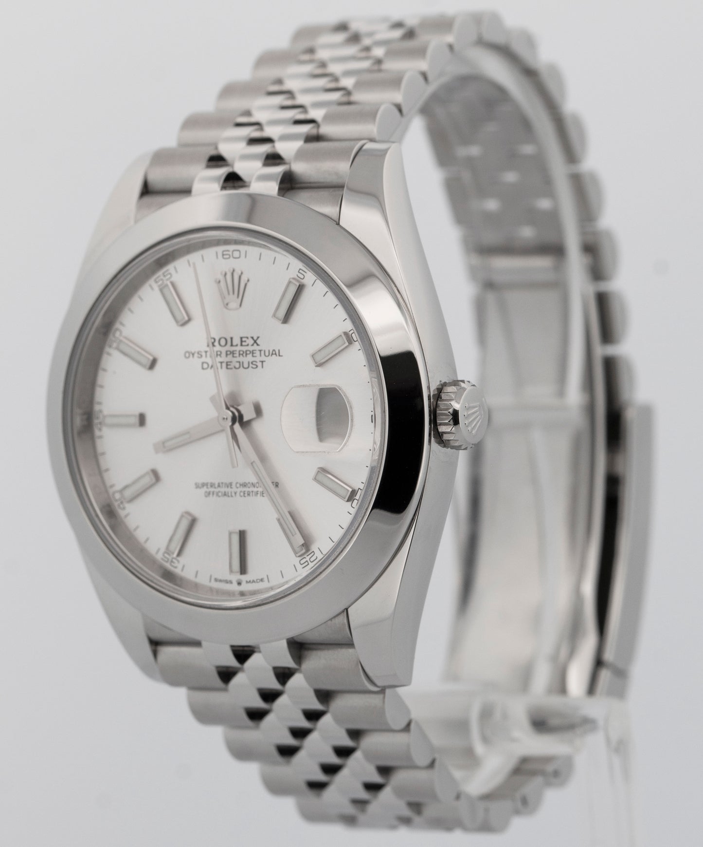 2023 PAPERS Rolex DateJust 41 SILVER Stainless Steel 41mm 126300 Watch BOX