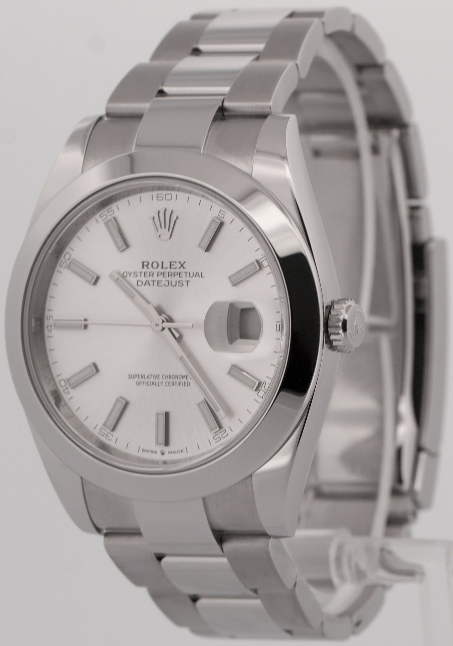 2025 PAPERS Rolex DateJust 41 SILVER Steel Smooth OYSTER 41mm 126300 Watch BOX
