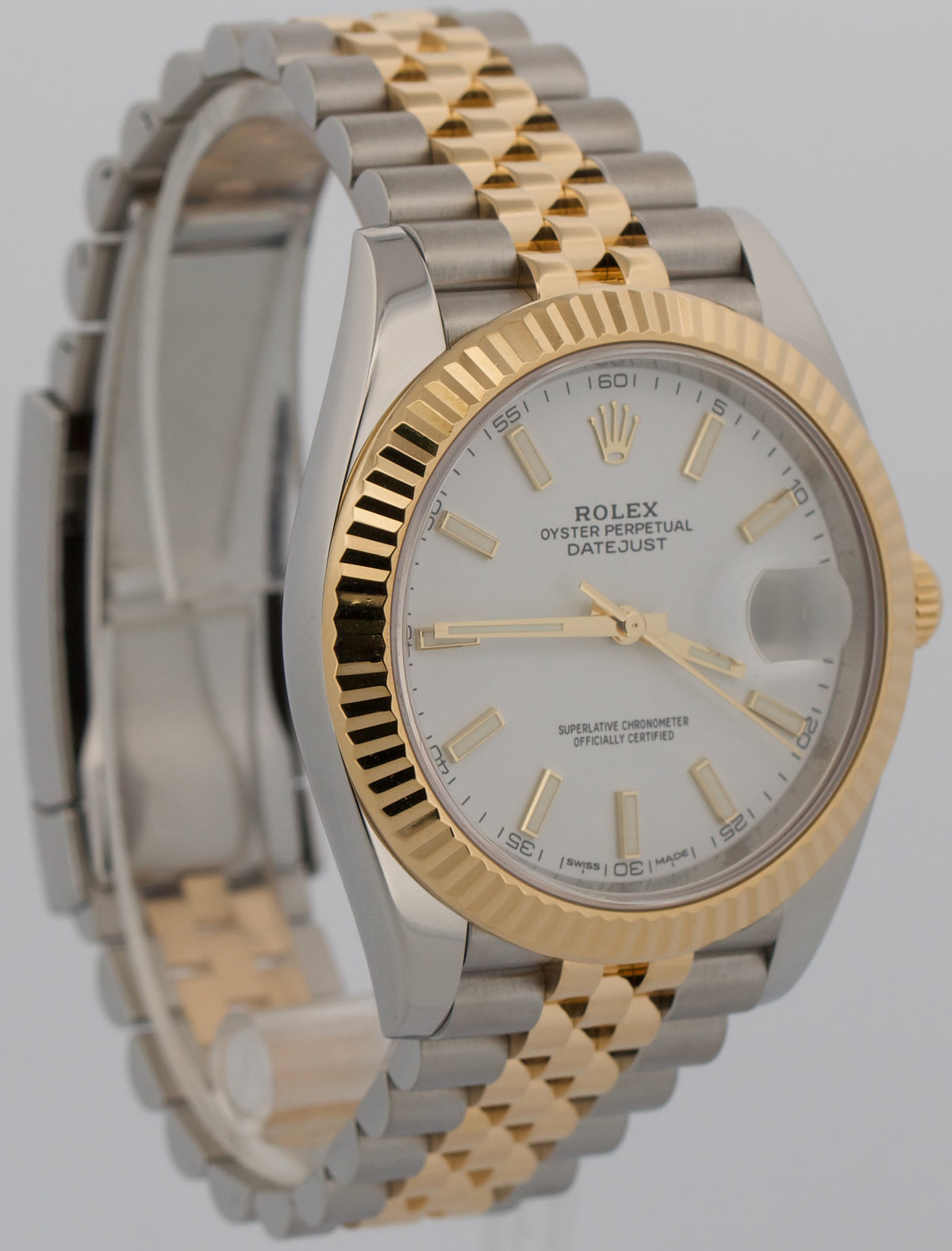 Rolex DateJust 41 126333 White Steel 18K Yellow Gold Fluted 41mm Jubilee Watch