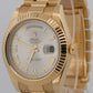 Rolex Day-Date II President 41mm SILVER ROMAN 18K Yellow Gold 218238 Watch