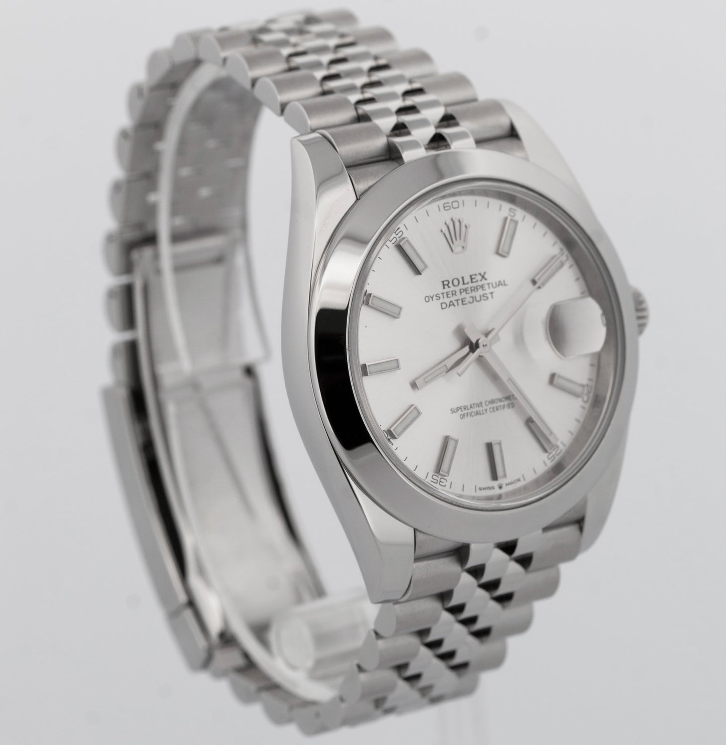 2023 PAPERS Rolex DateJust 41 SILVER Stainless Steel 41mm 126300 Watch BOX