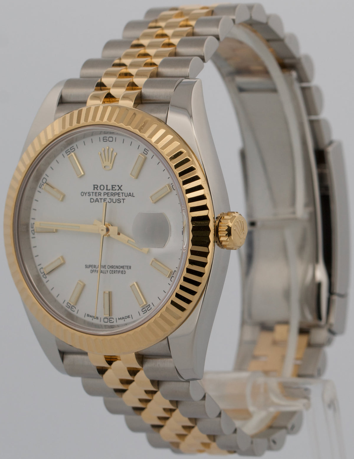 Rolex DateJust 41 126333 White Steel 18K Yellow Gold Fluted 41mm Jubilee Watch