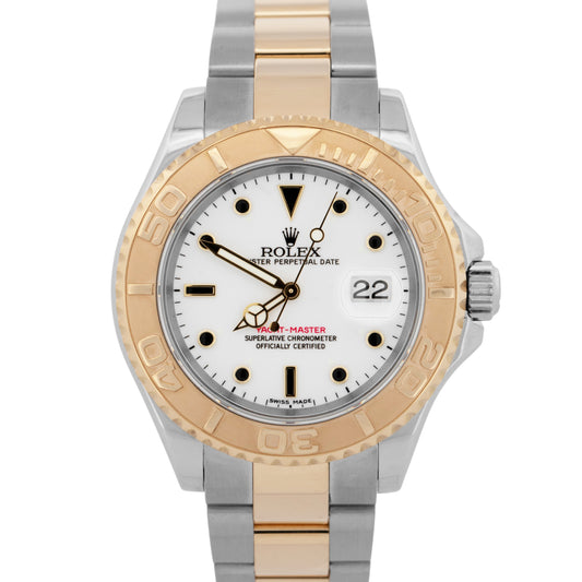 Rolex Yacht-Master 40mm WHITE 18K Two-Tone 18K Yellow Gold Steel 16623 Watch