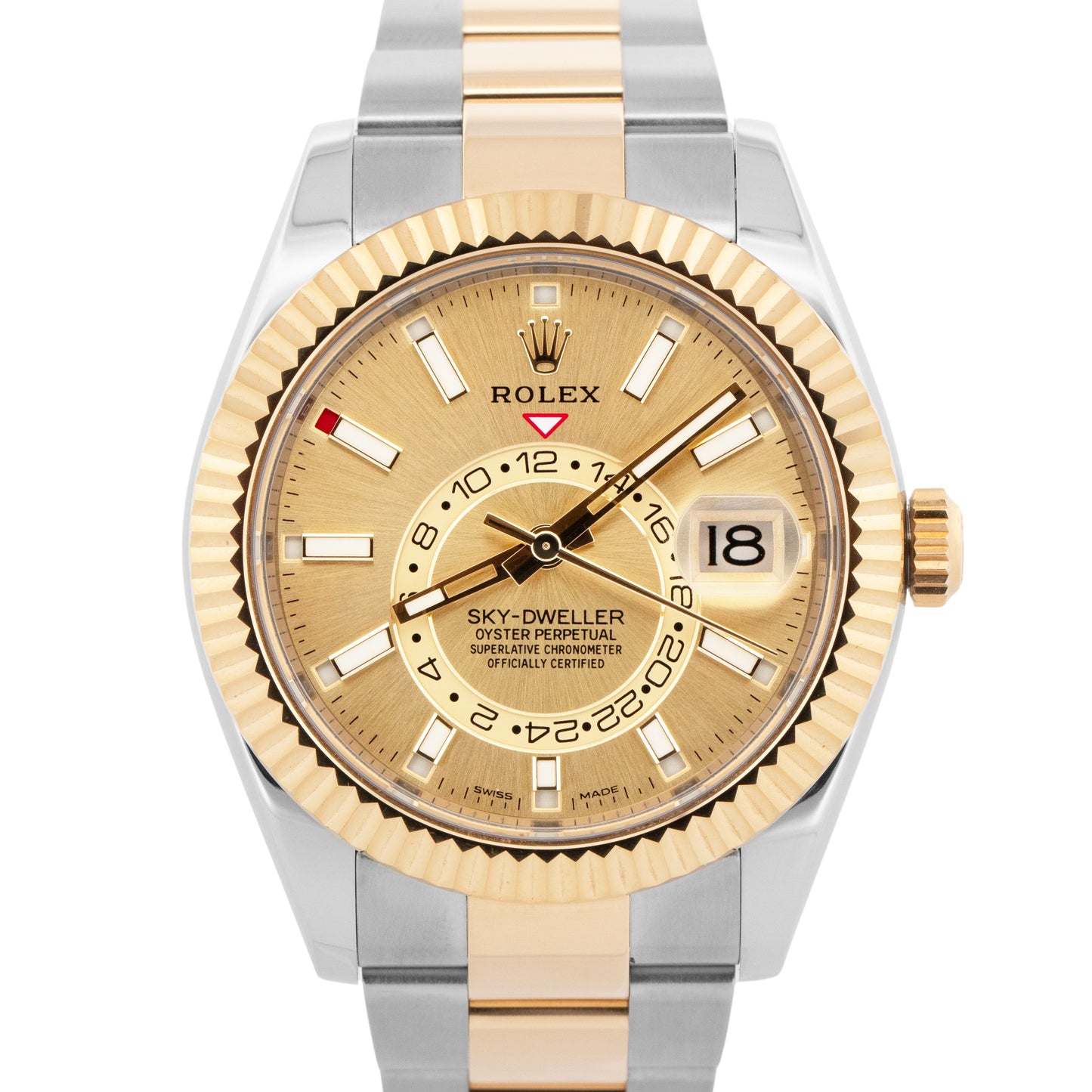 2022 PAPERS Rolex Sky-Dweller CHAMPAGNE Gold Two-Tone 42mm 326933 Watch BOX