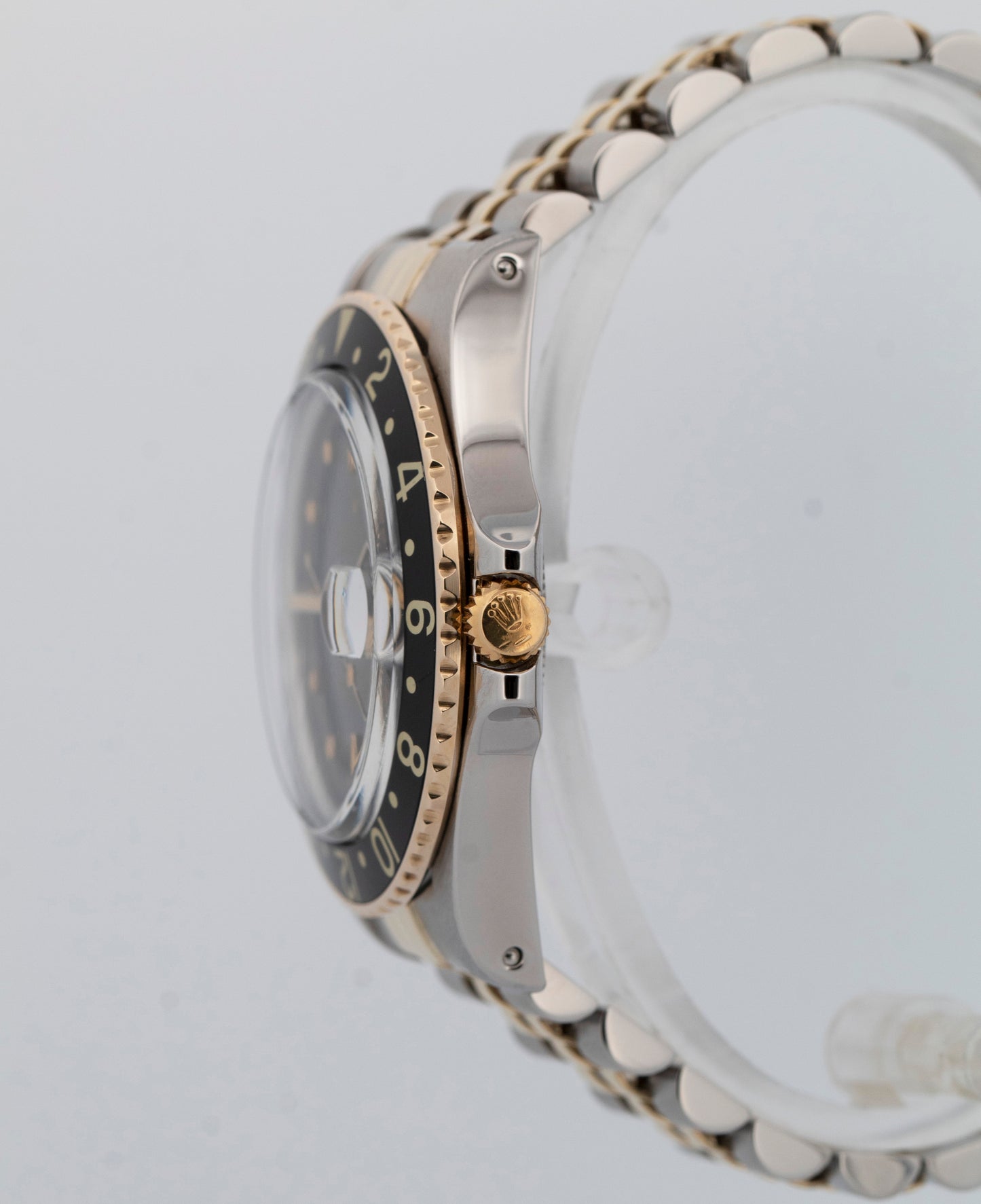 Rolex GMT-Master Black 40mm Nipple Two Tone 14K Yellow Gold Jubilee Watch 16753