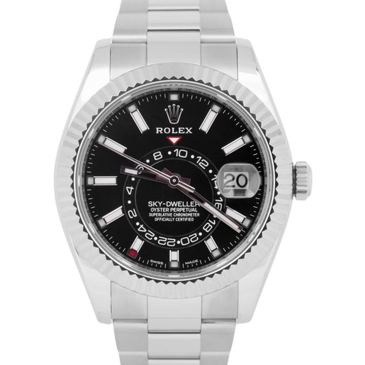 PAPERS Rolex Sky-Dweller 326934 Black 42mm OYSTER Steel 18K Gold Watch BOX