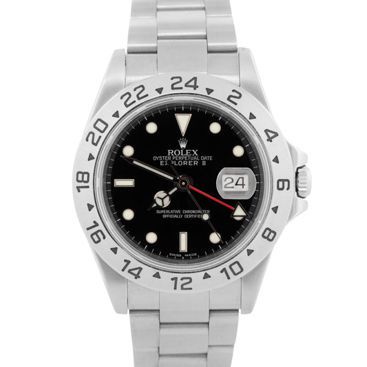 Rolex Explorer II Black 16570 40mm Red GMT Stainless Steel Oyster GMT Watch BOX