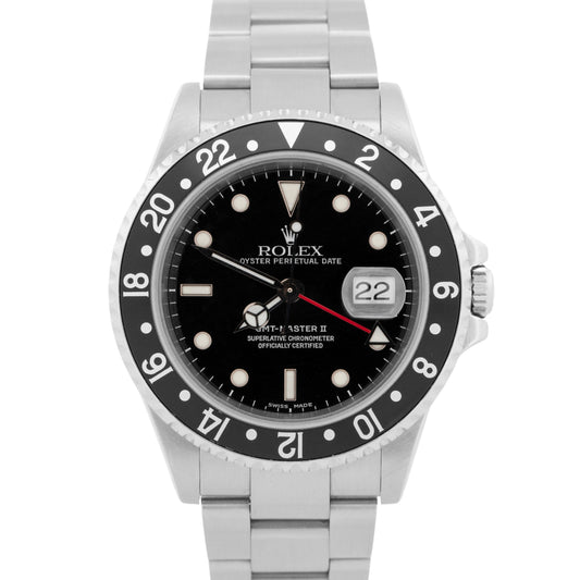 Rolex GMT-Master II BLACK Stainless Steel Oyster Date 40mm 16710 Watch