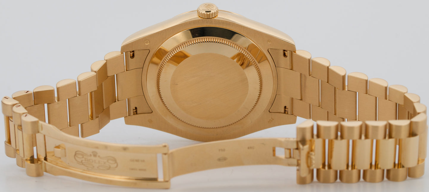 Rolex Day-Date II President 41mm SILVER ROMAN 18K Yellow Gold 218238 Watch