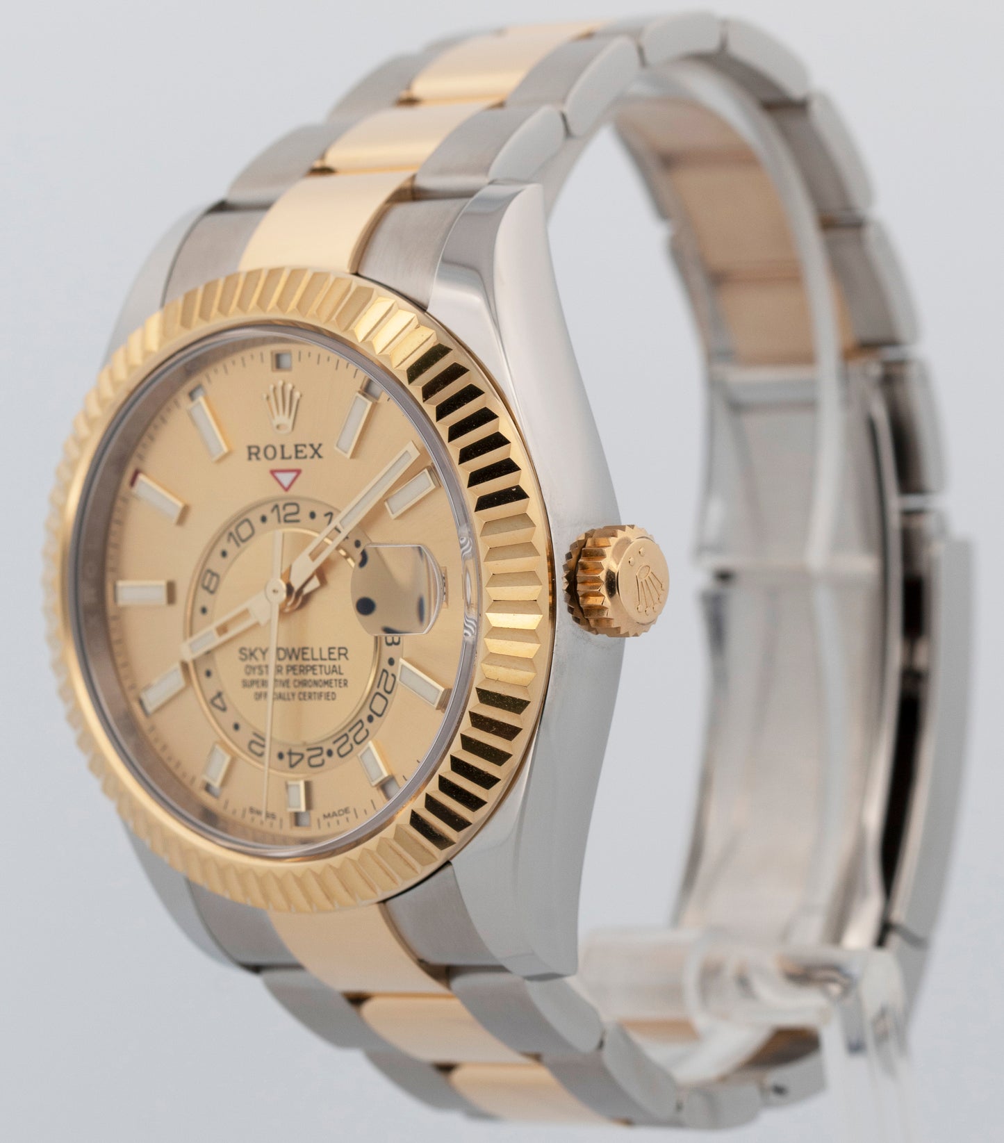 2022 PAPERS Rolex Sky-Dweller CHAMPAGNE Gold Two-Tone 42mm 326933 Watch BOX