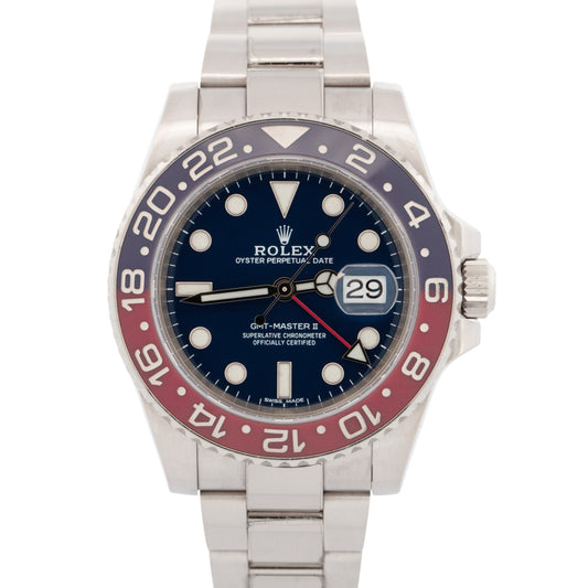 RSC Rolex GMT-Master II PEPSI BLUE DIAL 18K White Gold Watch 116719 BLRO BOX