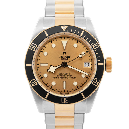 PAPERS Tudor Black Bay Heritage Two-Tone Gold Champagne 41mm Watch 79733N BOX