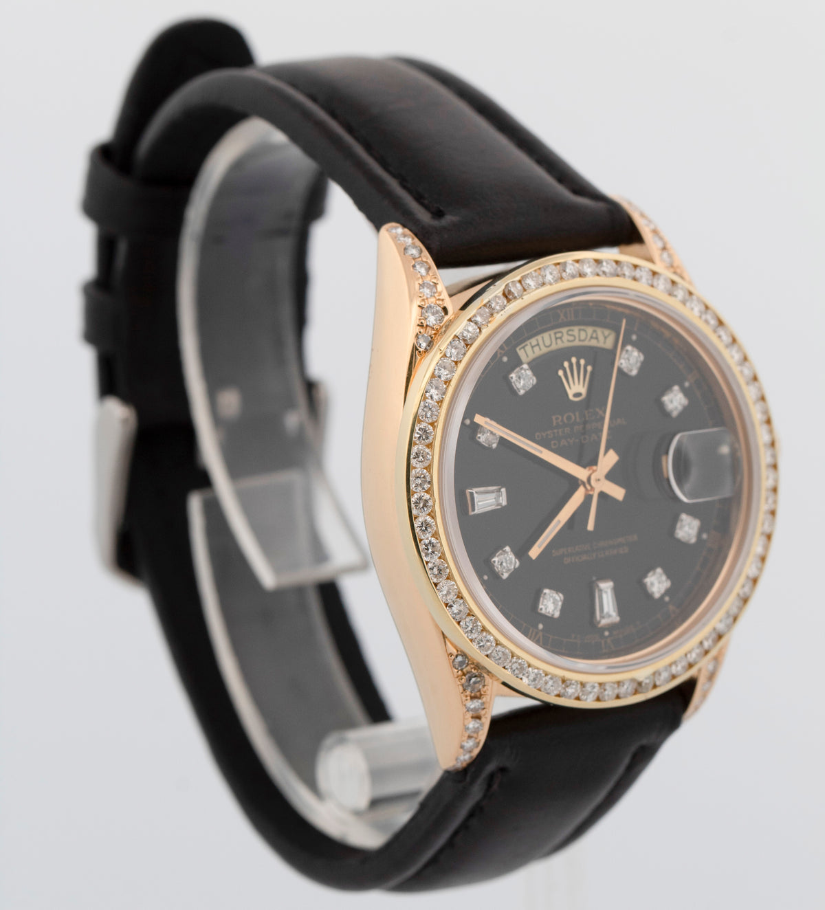 Rolex Day-Date President 18038 Black Diamond 18K Yellow Gold 36mm Watch
