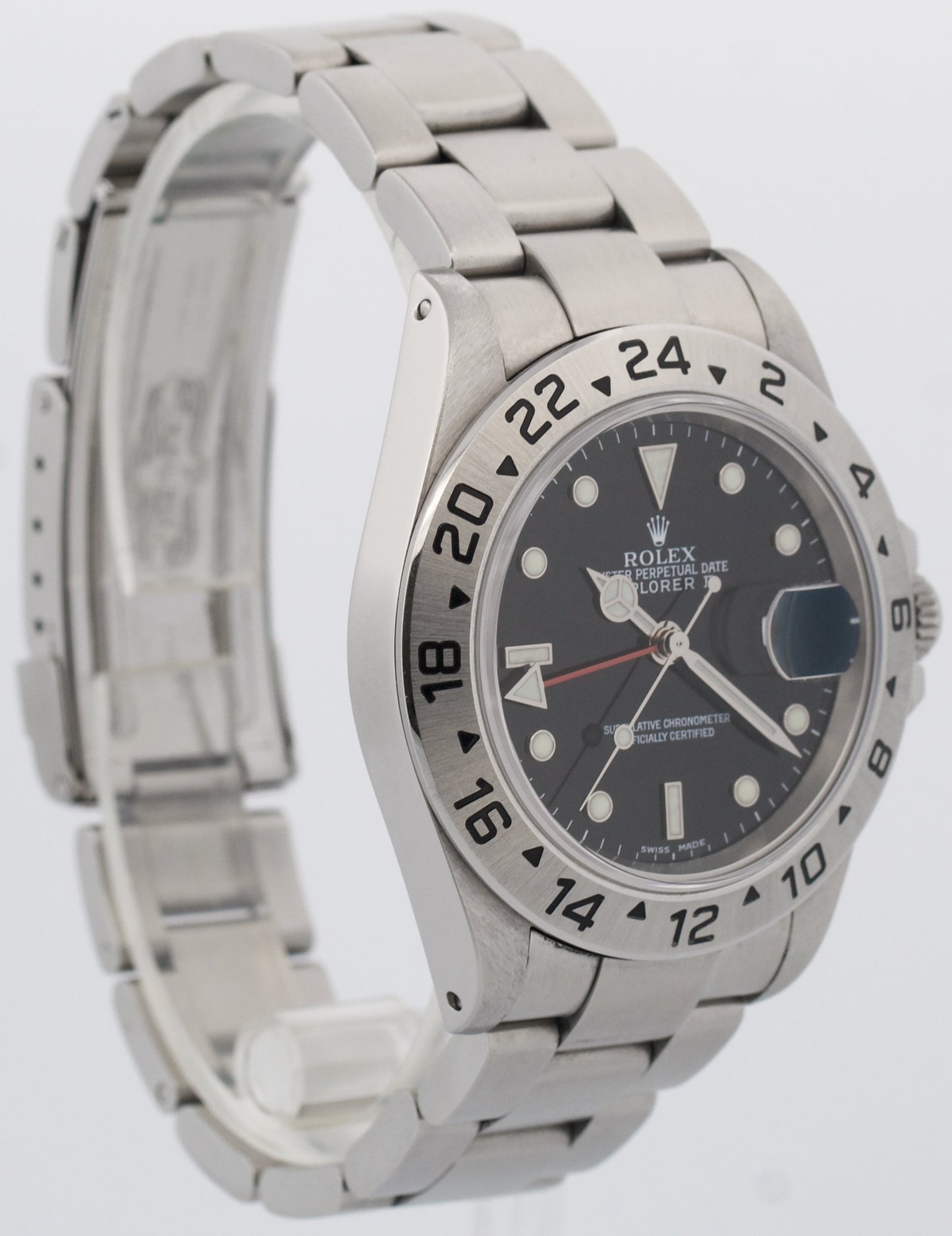 UNPOLISHED Rolex Explorer II BLACK 40mm Red GMT Stainless Steel 16570 Watch