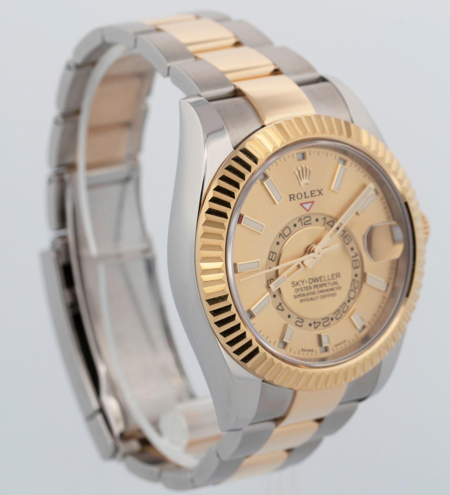 2022 PAPERS Rolex Sky-Dweller CHAMPAGNE Gold Two-Tone 42mm 326933 Watch BOX