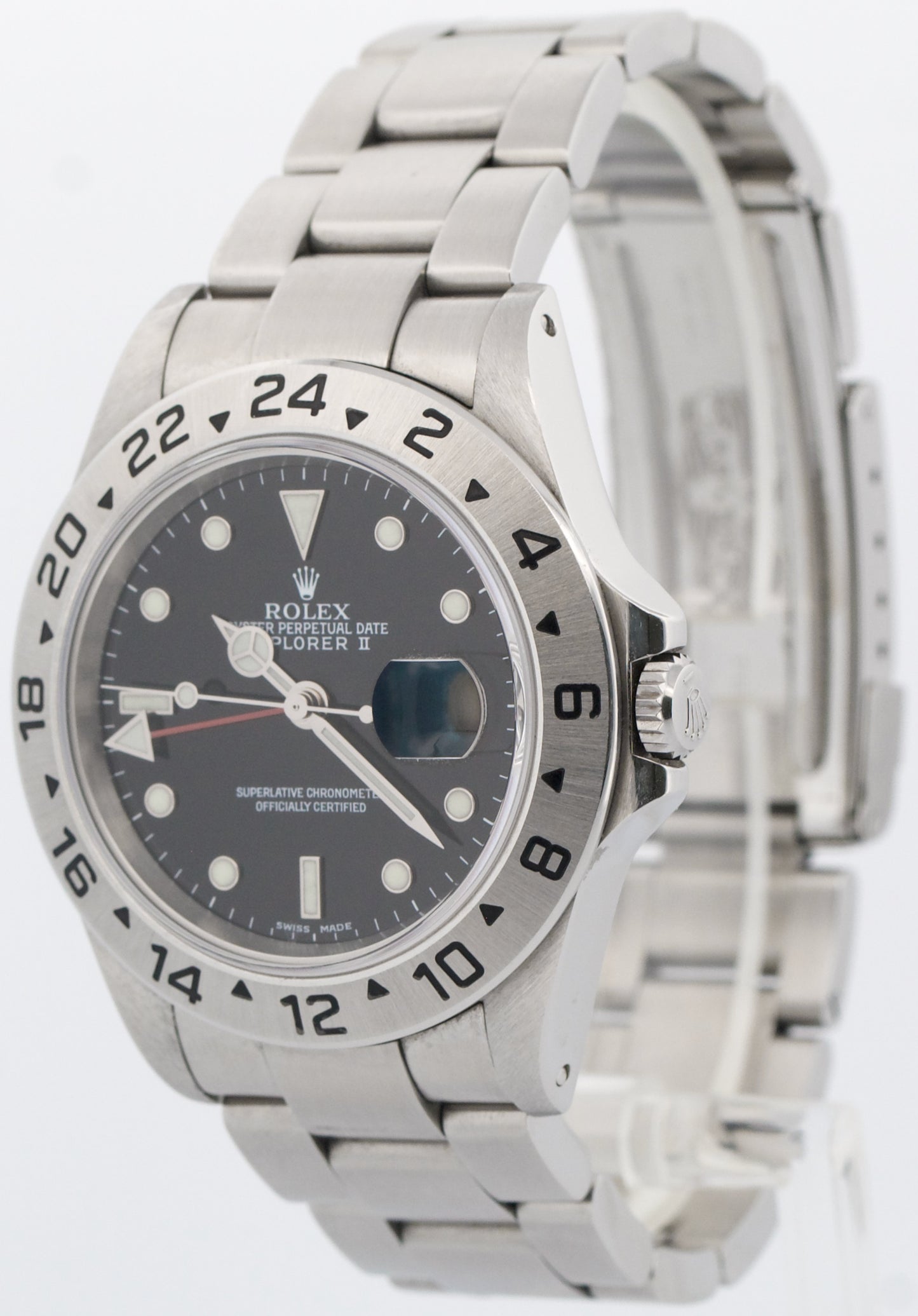 UNPOLISHED Rolex Explorer II BLACK 40mm Red GMT Stainless Steel 16570 Watch