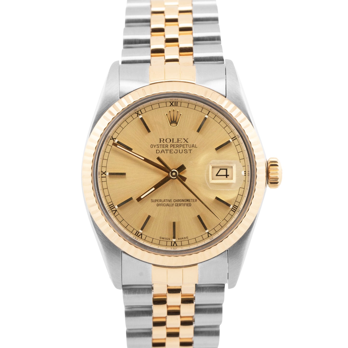 Rolex DateJust 36mm Champagne Two-Tone 18K Yellow Gold Steel JUBILEE Watch 16013