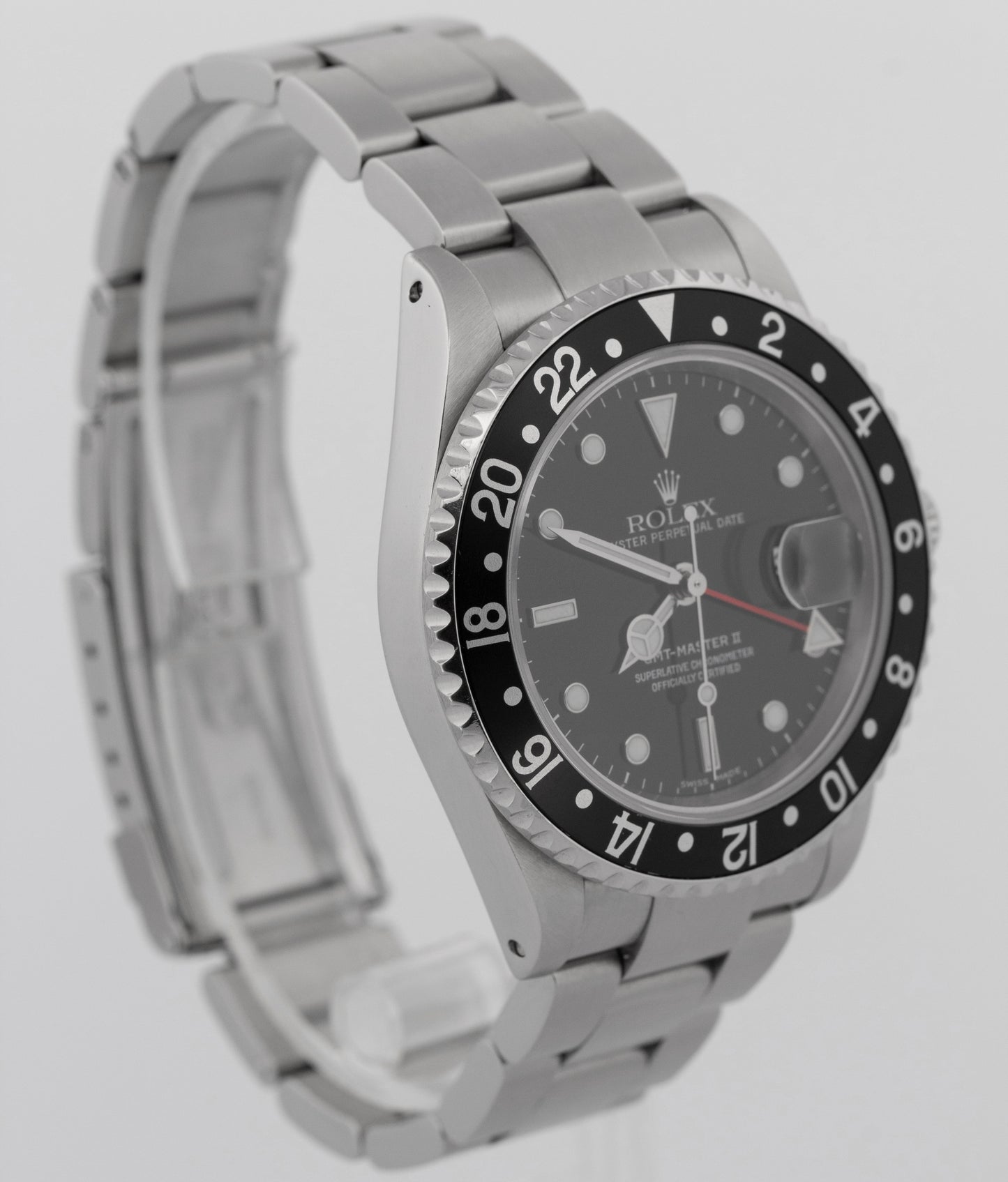 Rolex GMT-Master II BLACK Stainless Steel Oyster Date 40mm 16710 Watch