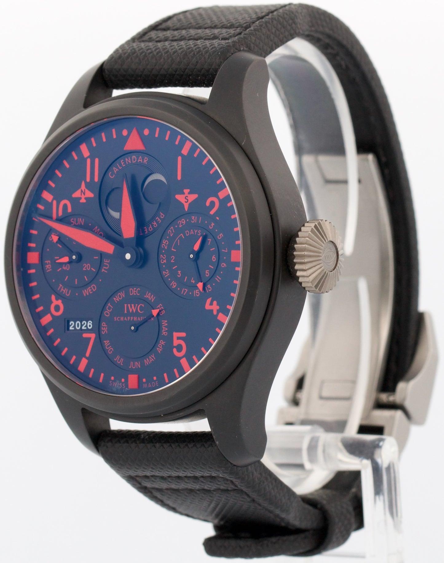 2013 PAPERS IWC Perpetual Calendar Top Gun BLACK CERAMIC Red 48mm IW502903 BOX