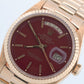 Rolex Day-Date President OXBLOOD STELLA Dial 36mm 18K Yellow Gold Watch 18038