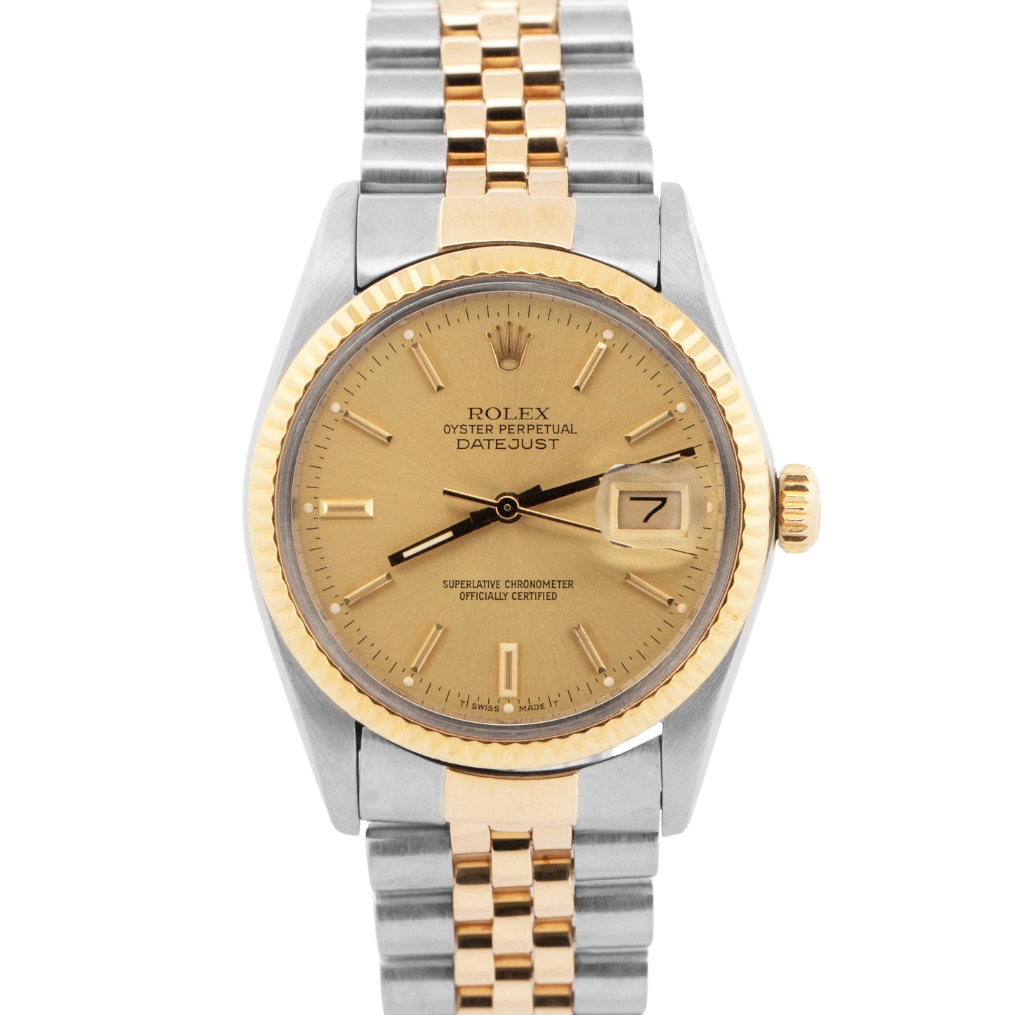 Rolex DateJust 36mm Champagne Two-Tone 18K Yellow Gold Steel JUBILEE Watch 16013