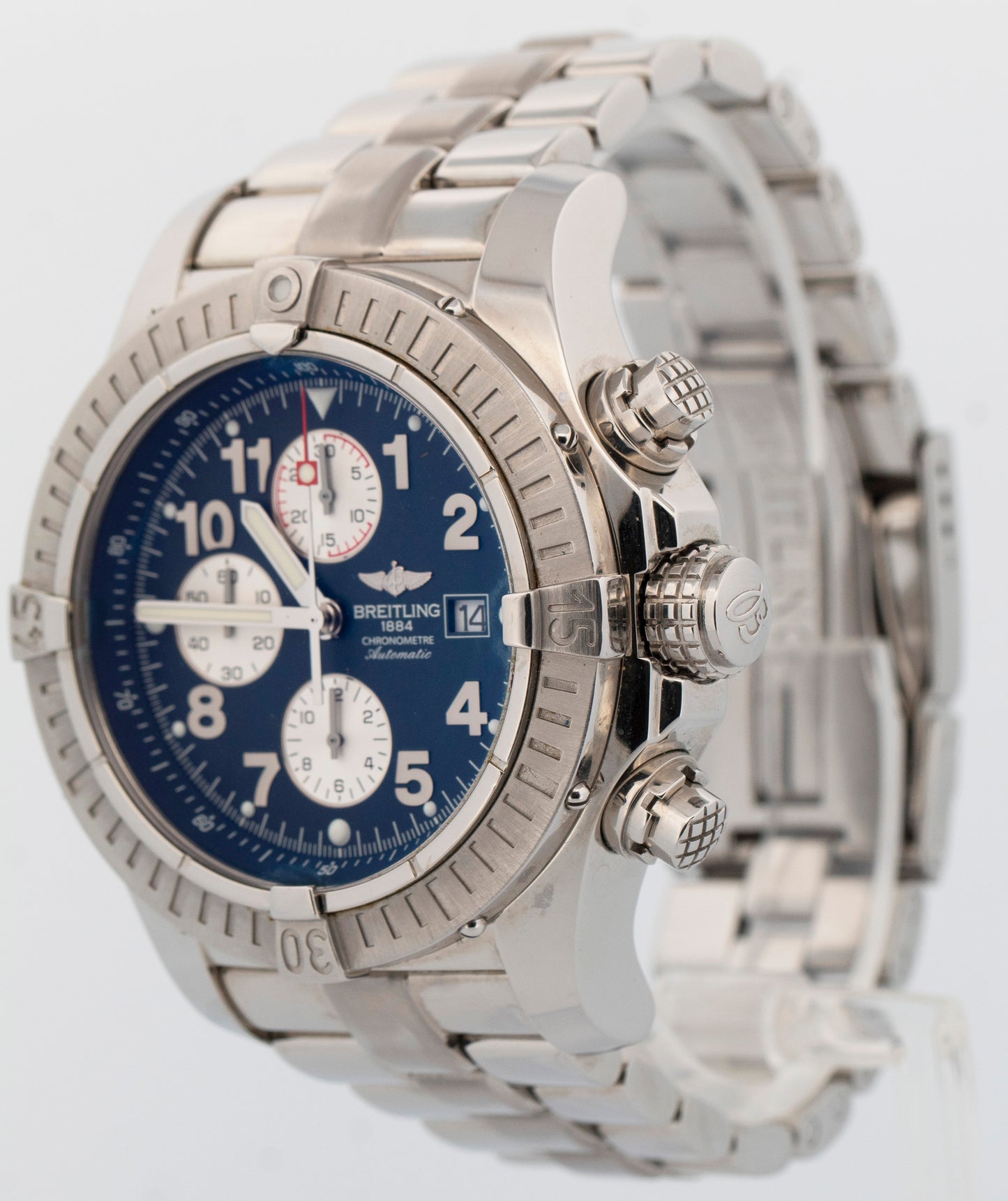 Breitling Super Avenger BLUE Chronograph Stainless Steel 48.4mm A13370 Watch
