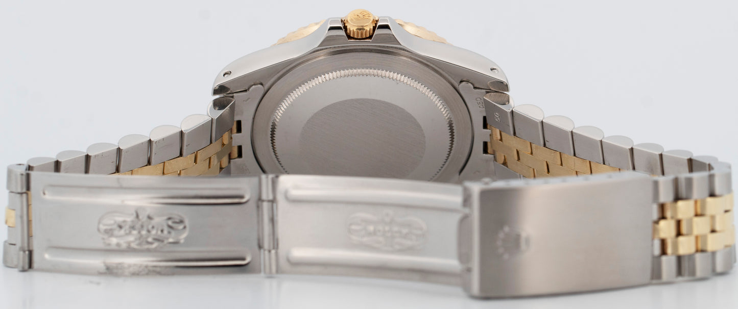 Rolex GMT-Master Black 40mm Nipple Two Tone 14K Yellow Gold Jubilee Watch 16753