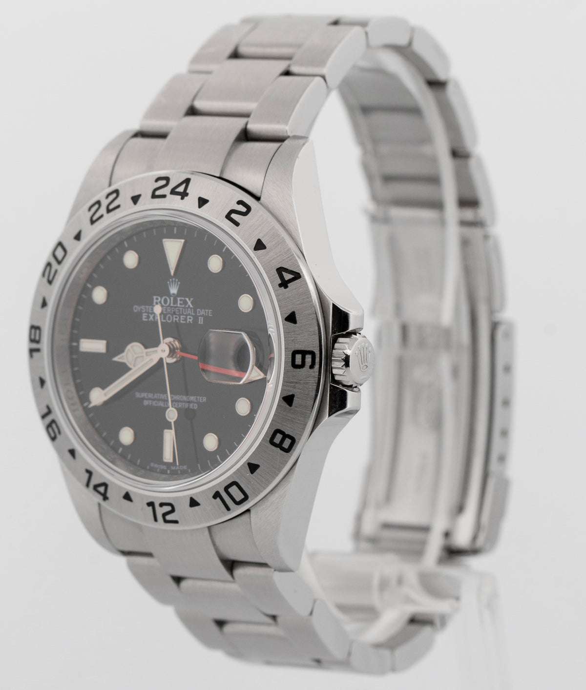 Unpolished Rolex Explorer II 16570 Black Rehaut 3186 Stainless Steel 40mm Watch