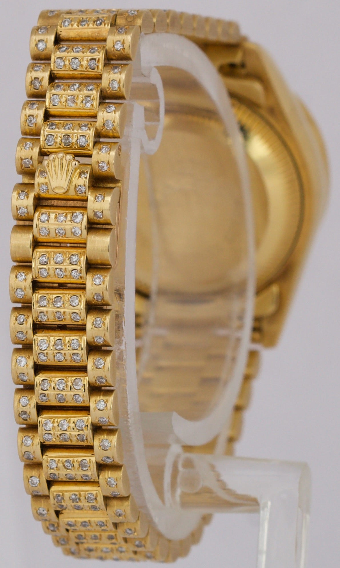 Ladies Rolex DateJust President 26mm PAVE RUBY DIAMOND 18K Yellow Gold 69178