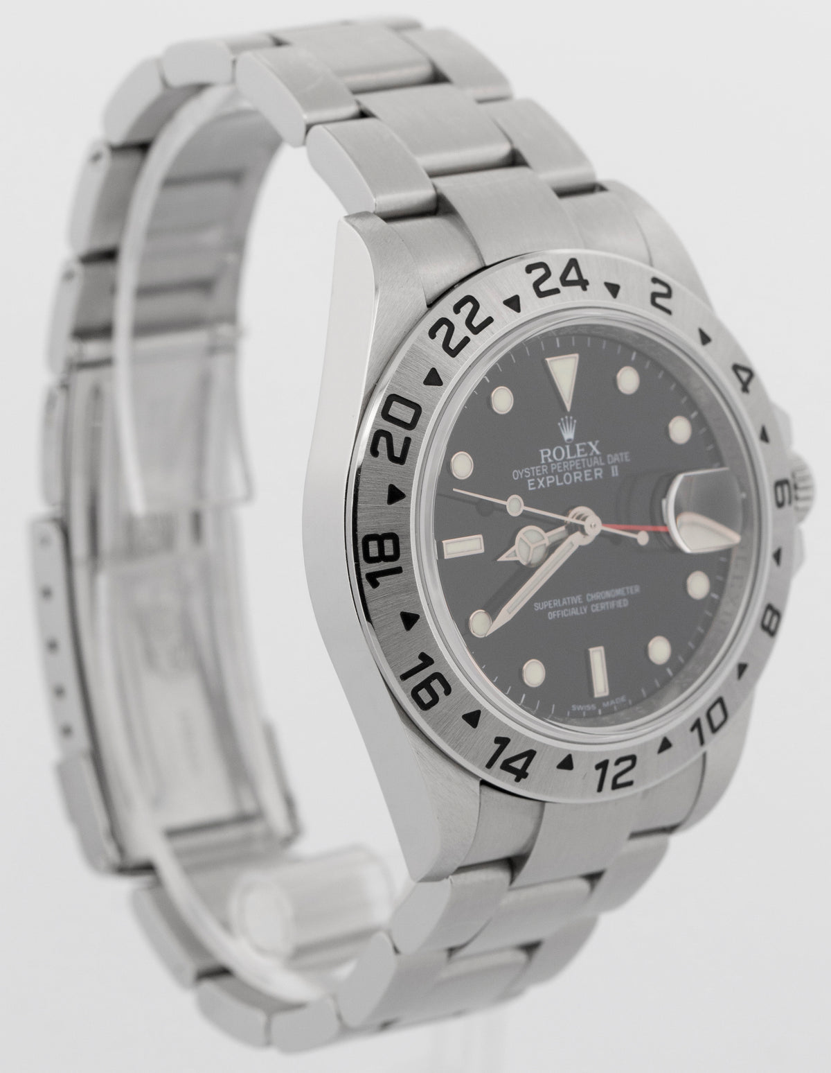 Unpolished Rolex Explorer II 16570 Black Rehaut 3186 Stainless Steel 40mm Watch