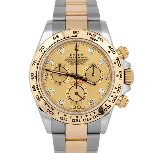 Rolex Daytona Champagne DIAMOND Two-Tone 18K Yellow Gold Stainless Steel 116503