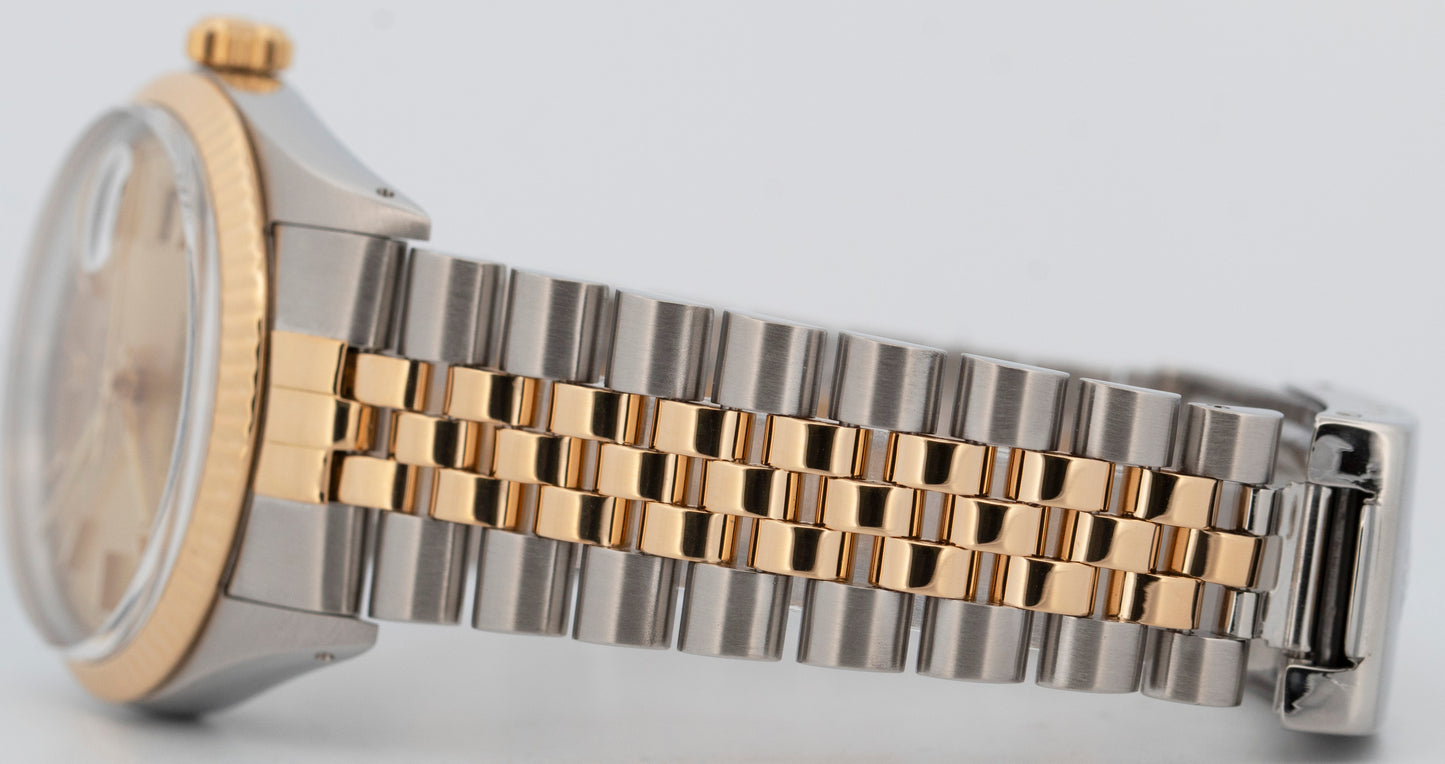 Rolex DateJust 36mm Champagne Two-Tone 18K Yellow Gold Steel JUBILEE Watch 16013