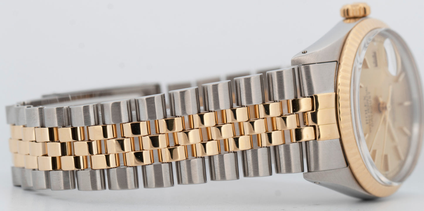 Rolex DateJust 36mm Champagne Two-Tone 18K Yellow Gold Steel JUBILEE Watch 16013
