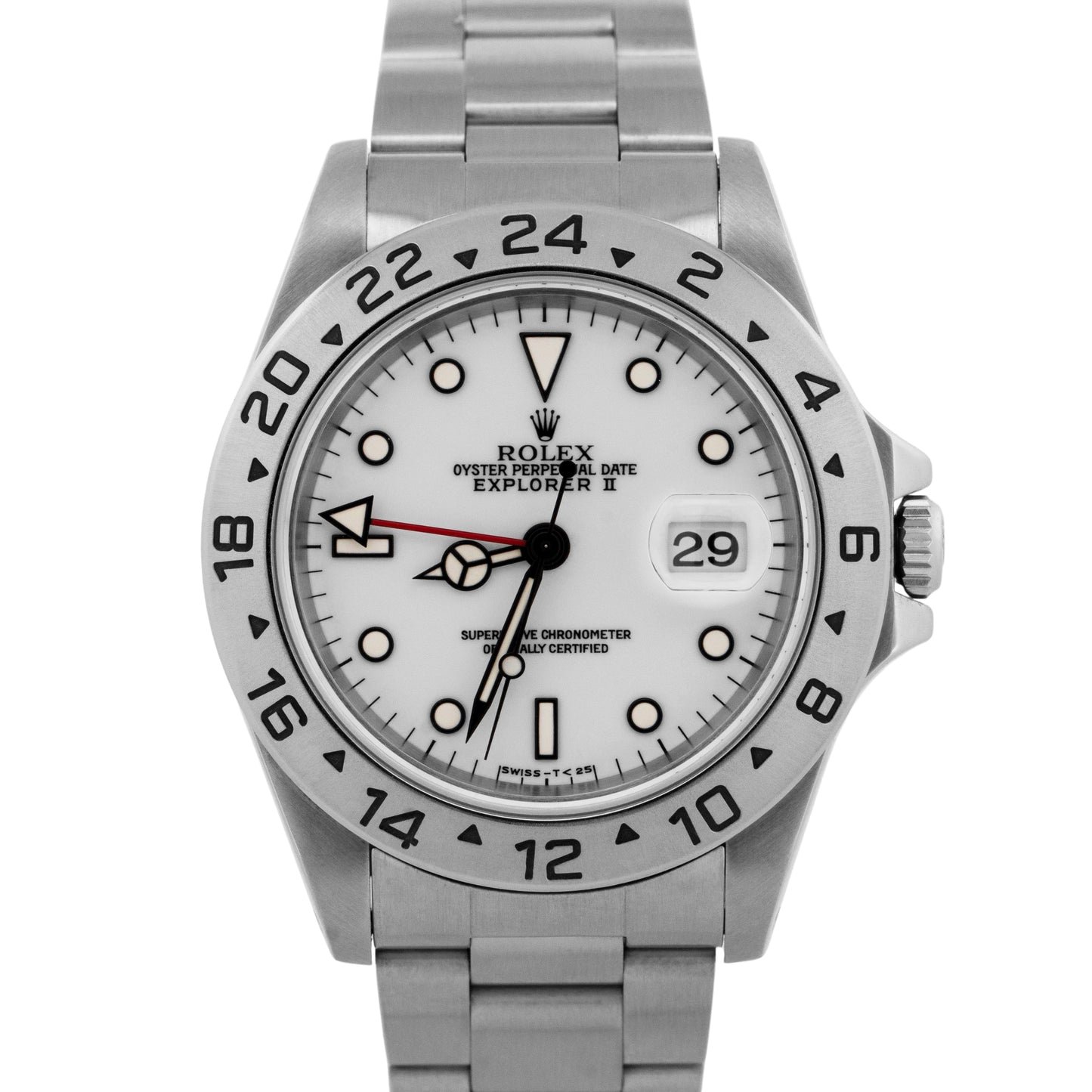 PAPERS Rolex Explorer II WHITE Stainless Steel 40mm 16570 Oyster GMT Watch BOX