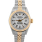 Ladies Rolex DateJust 26mm White TIFFANY 18K Gold Steel JUBILEE Fluted 69173