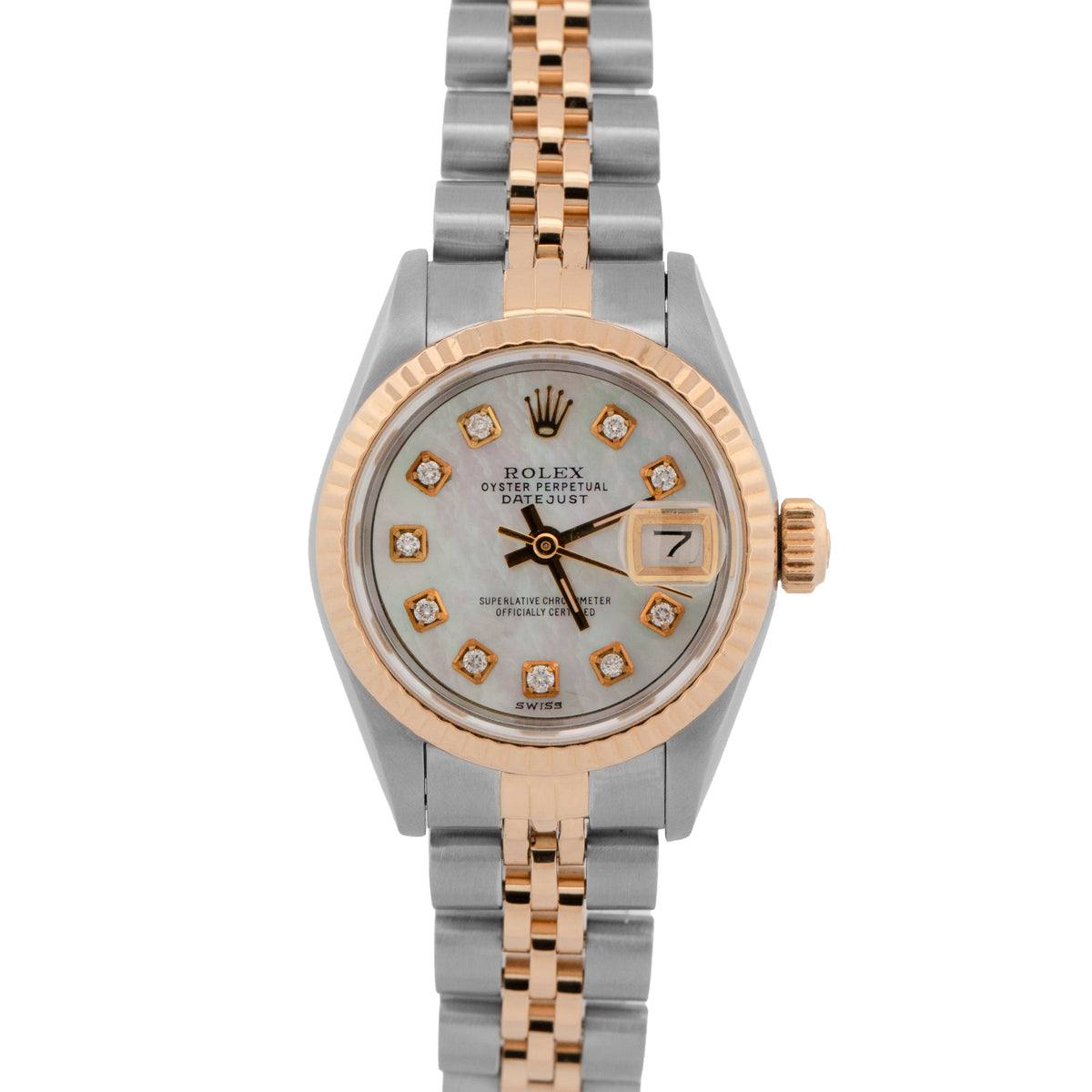 Rolex DateJust 69173 Two-Tone MOP Diamond Yellow Gold Stainless Steel 26mm Watch