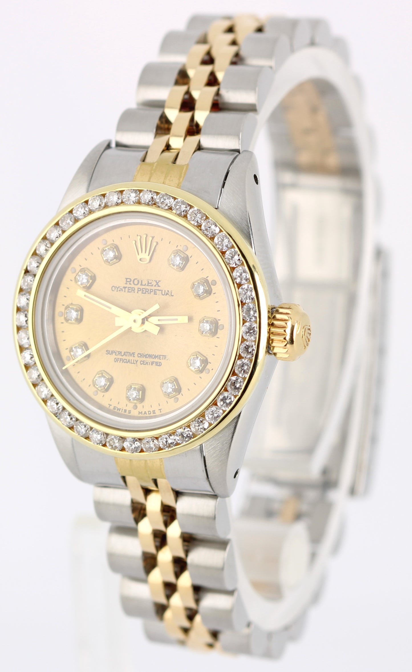 VINTAGE Rolex Oyster Perpetual Two-Tone Gold Champagne DIAMOND 26mm 67193 Watch