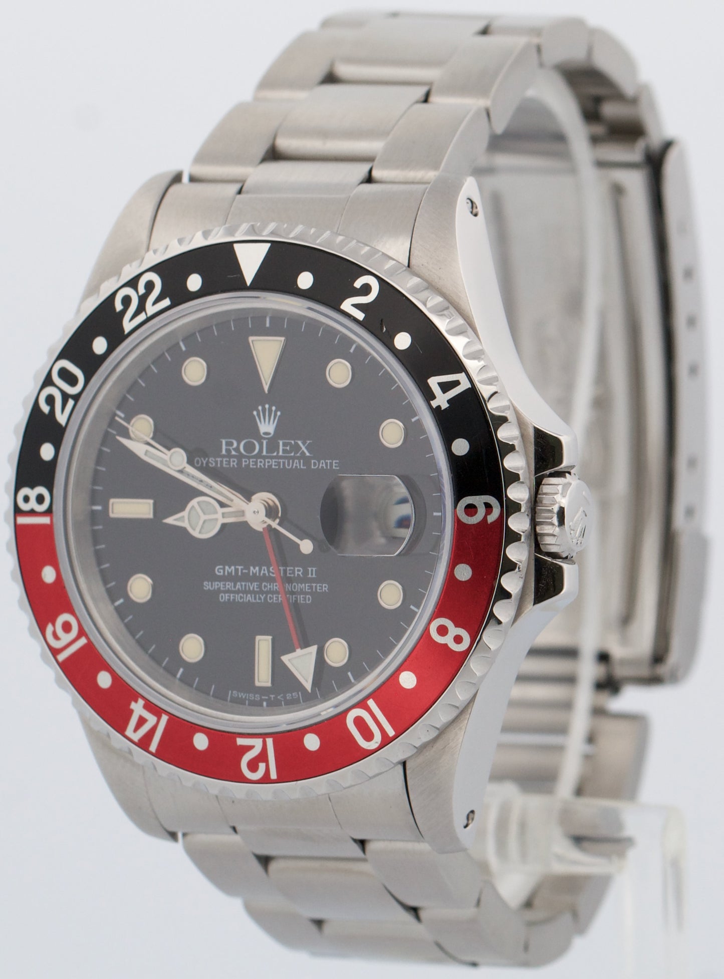 PAPERS Rolex GMT-Master II PATINA COKE Red Black Steel OYSTER 16710 Watch BOX