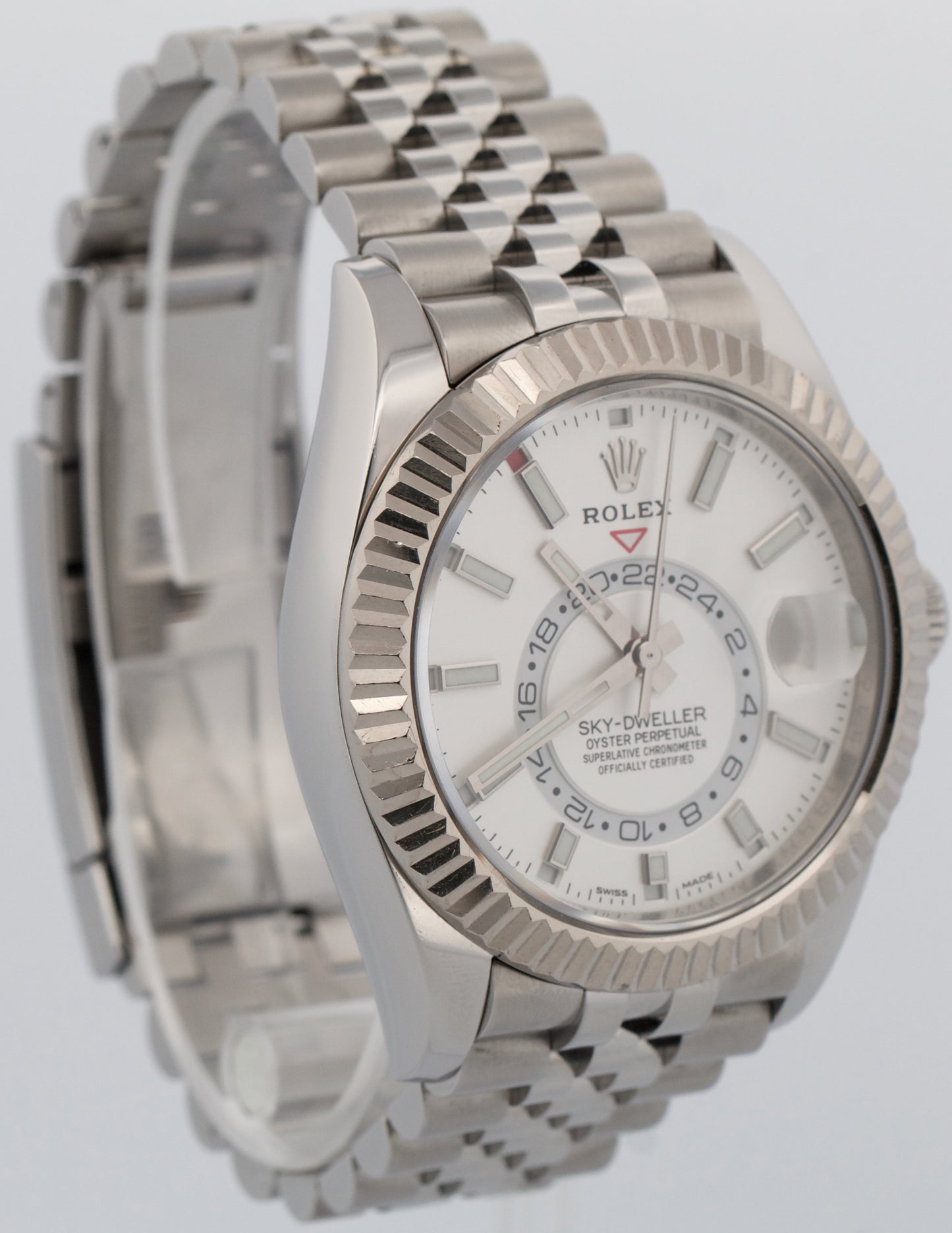 Rolex Sky-Dweller WHITE Stainless Steel 18K White Gold 42mm JUBILEE 326934 Watch