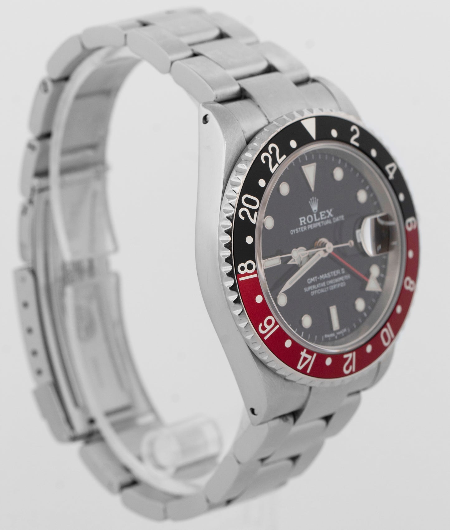 Rolex GMT-Master II COKE Red Black Stainless Steel 40mm Date 16710 Watch