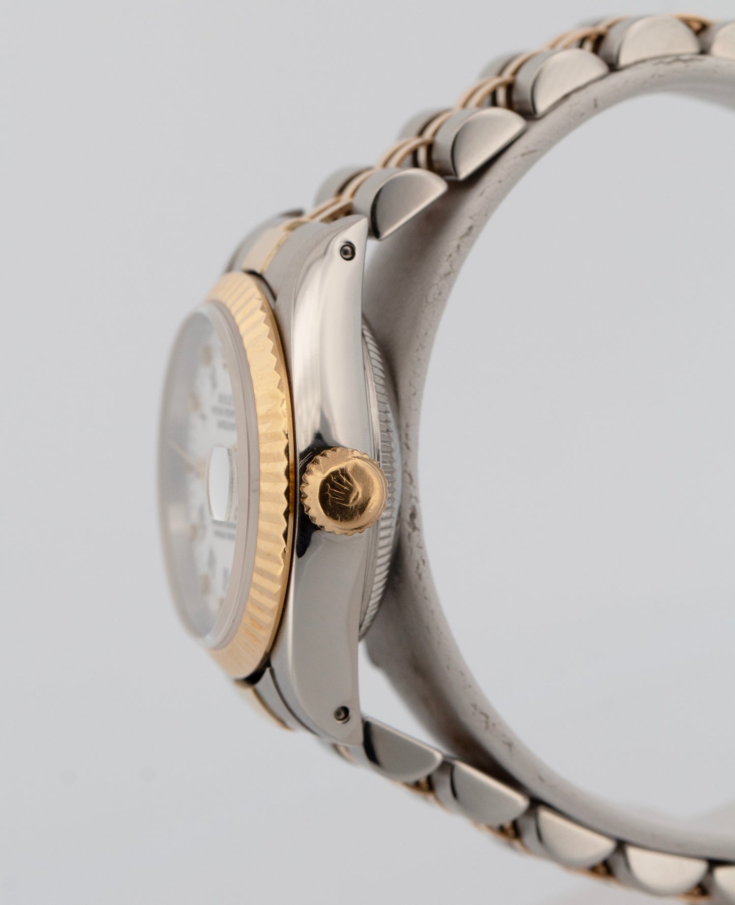 Ladies Rolex DateJust 26mm White TIFFANY 18K Gold Steel JUBILEE Fluted 69173