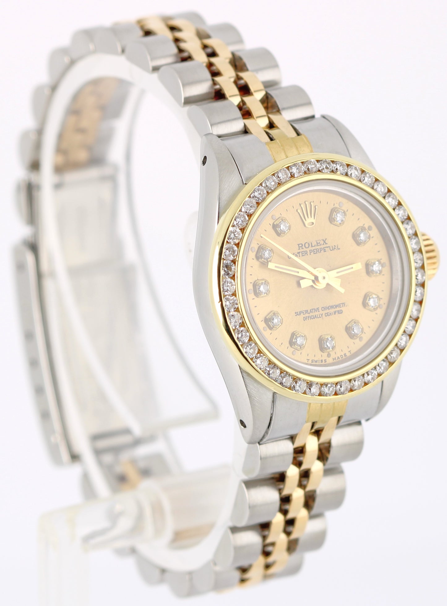 VINTAGE Rolex Oyster Perpetual Two-Tone Gold Champagne DIAMOND 26mm 67193 Watch