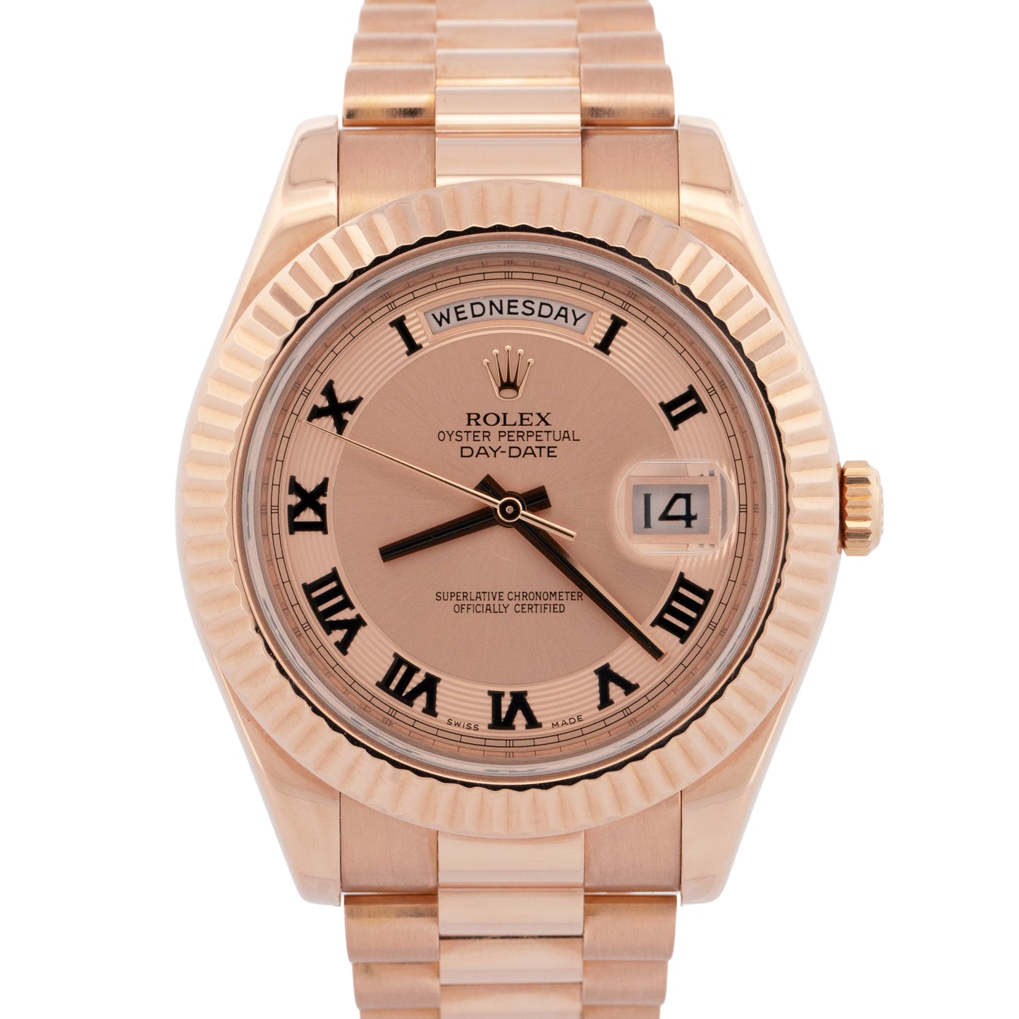 Rolex Day-Date II 41mm President Pink Concentric Roman 18K Rose Gold 218235 BOX