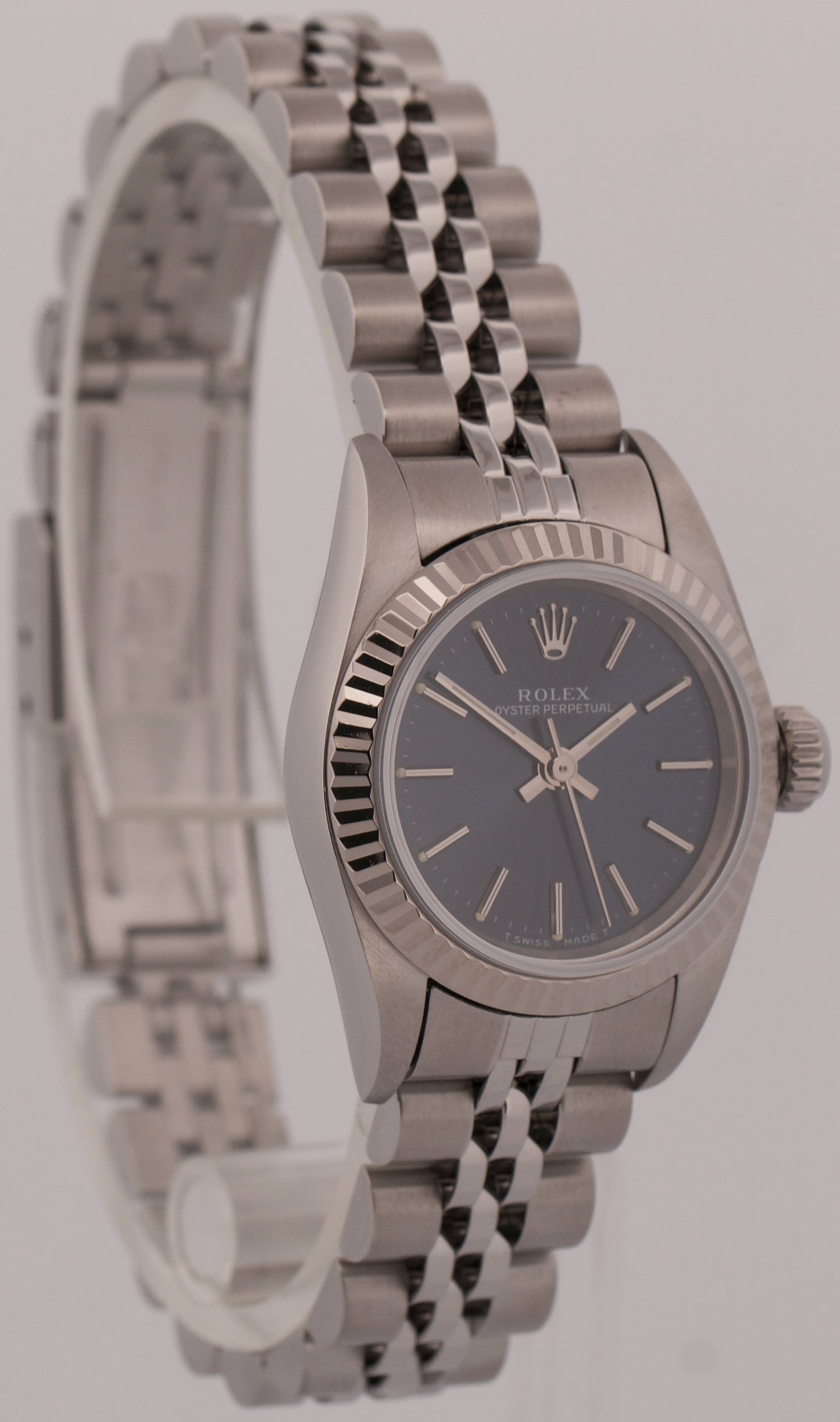 1996 Rolex Oyster Perpetual 24mm BLUE Stainless Steel 18K Gold JUBILEE 67194 BOX