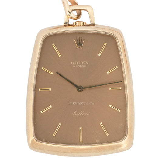 Rolex Cellini Pocket Watch Champagne Dial TIFFANY & CO 31mm x 38mm 14K Gold 3727